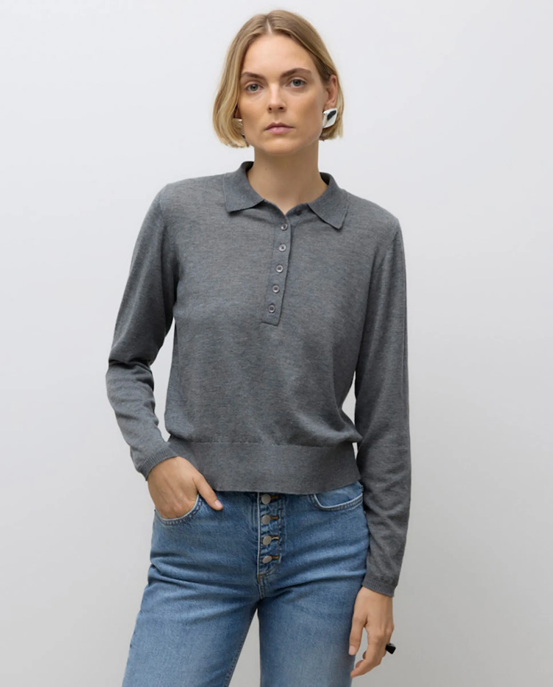 

Женская рубашка-поло с короткими рукавами Vero Moda, серый
