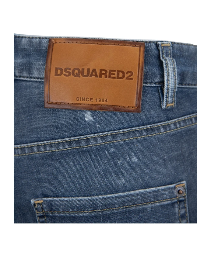 Женские джинсы с пуговицами и кожаной нашивкой Dsquared2, синий — фото 3