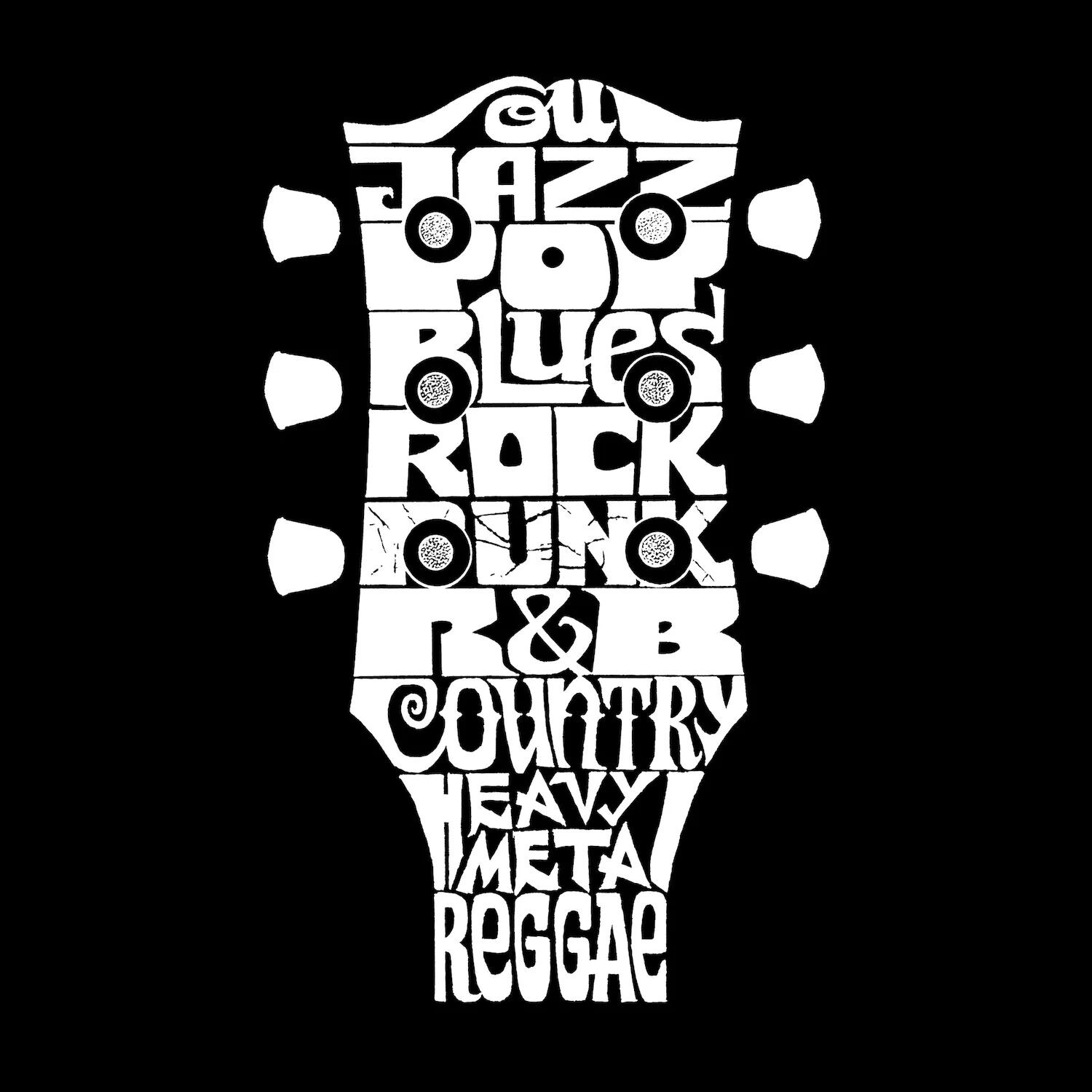 

Guitar Head Music Genres — мужская футболка премиум-класса Word Art LA Pop Art