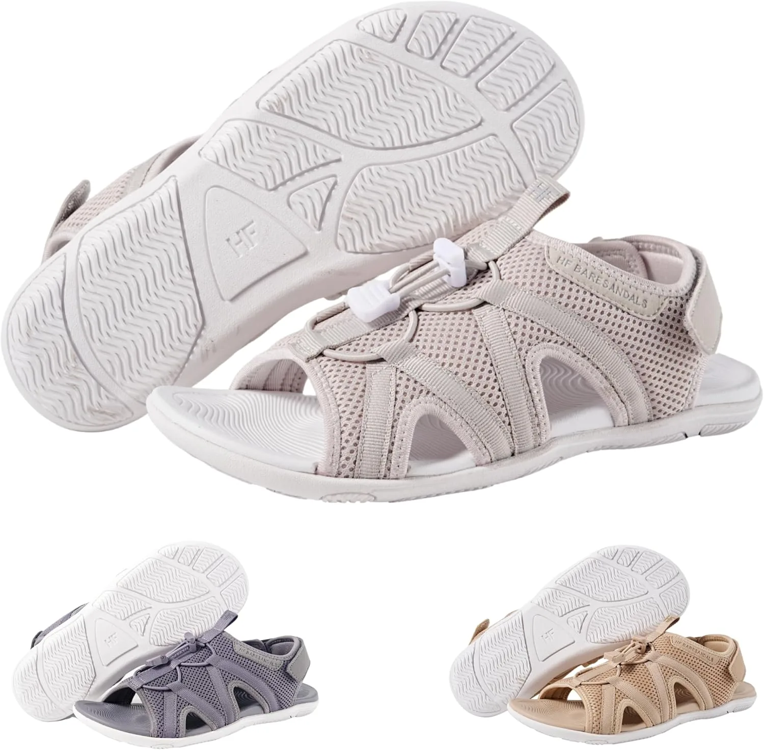 Обувь для походов Сандалии HF BareSandals II в минималистическом стиле для мужчин и женщин. Походные ботинки для активной ходьбы, регулируемые ботинки для верховой езды с перепадом высоты на платформе Hike Footwear, светло-серый