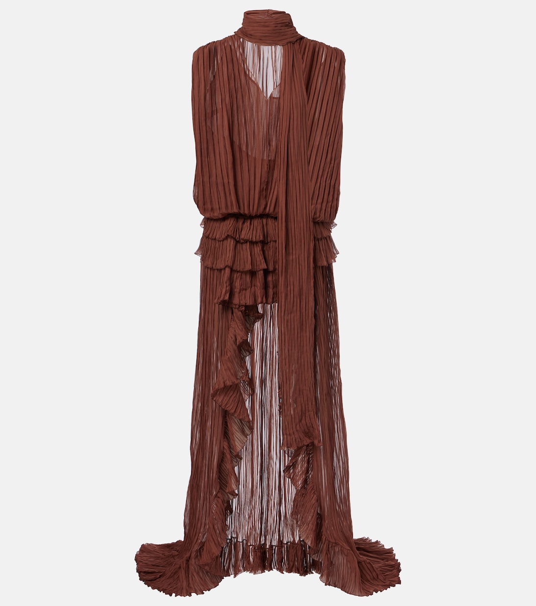 

Платье из плиссированного шелкового шифона Blumarine, Coconut Shell