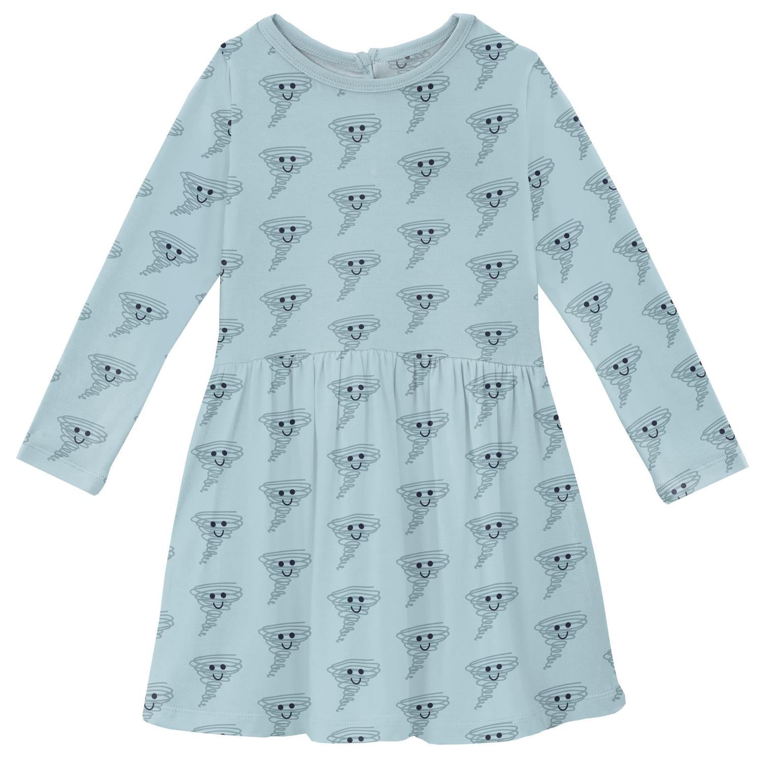 

Платье для девочки с длинными рукавами и карманами в стиле «Весеннее небо» «Счастливый торнадо» Kickee, Spring Sky Happy Tornado