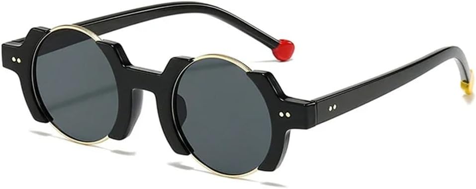 

Солнцезащитные очки UV400 с круглыми линзами в стиле панк, градиентной подсветкой, для женщин и мужчин, для бега и занятий спортом на открытом воздухе UYPTK, Glossy Black Grey