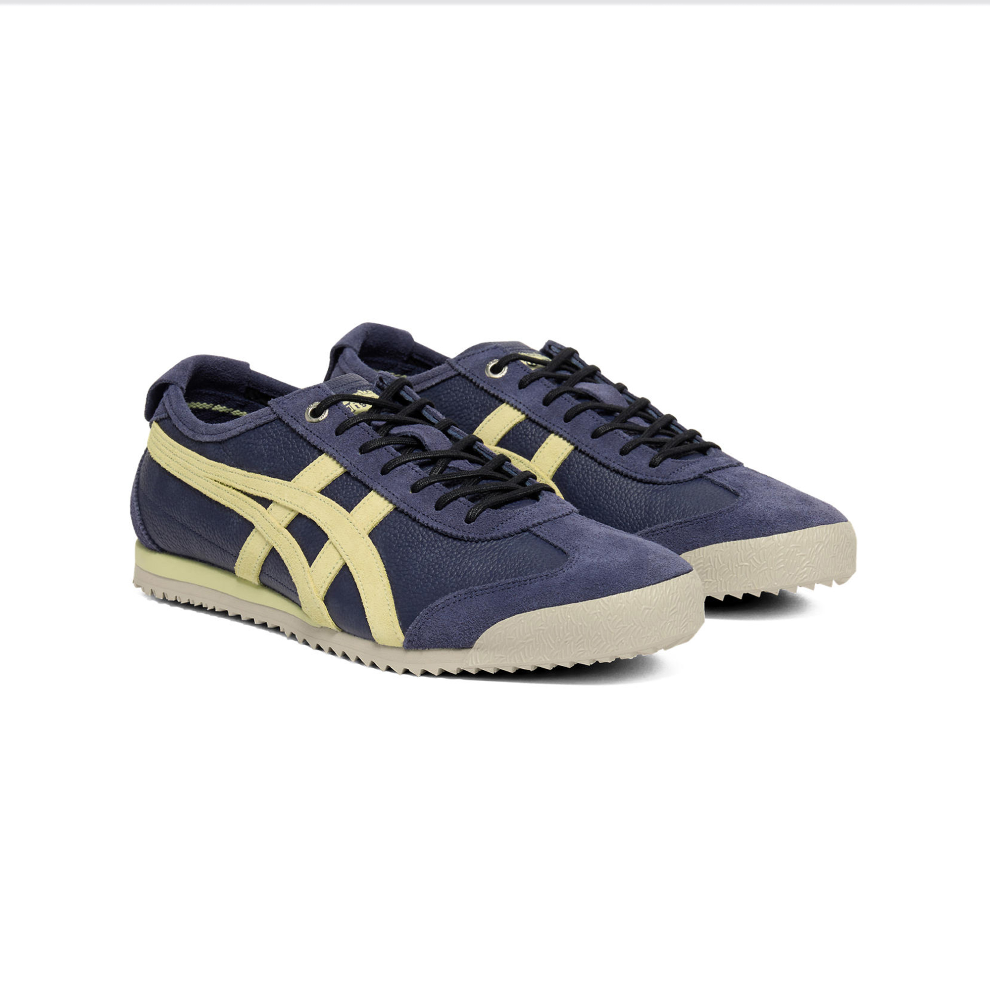 Mexico 66 SD VIN кожаные модные повседневные кроссовки unisex Onitsuka Tiger, темно-синий/светло-желтый — фото 4