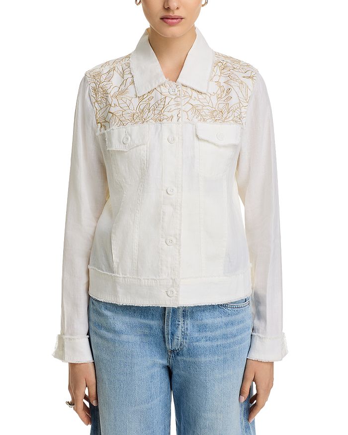 

Двухпальмовая льняная куртка с цветочной вышивкой Fresco Tommy Bahama, белый