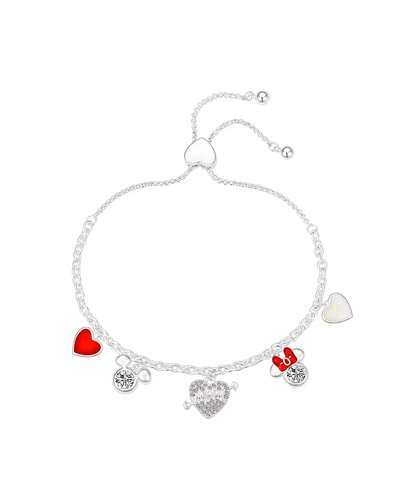 

Браслет-Боло с хрустальными сердечками Микки и Минни Disney, silver