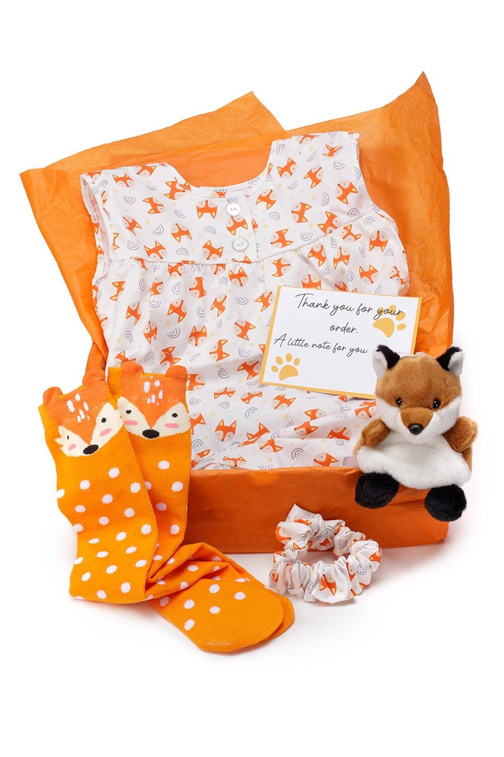 

Хлопковая ночная рубашка Fox In A Box для девочек, носки Fox и подарочная коробка с плюшевым лисой Fox In A Box, оранжевый