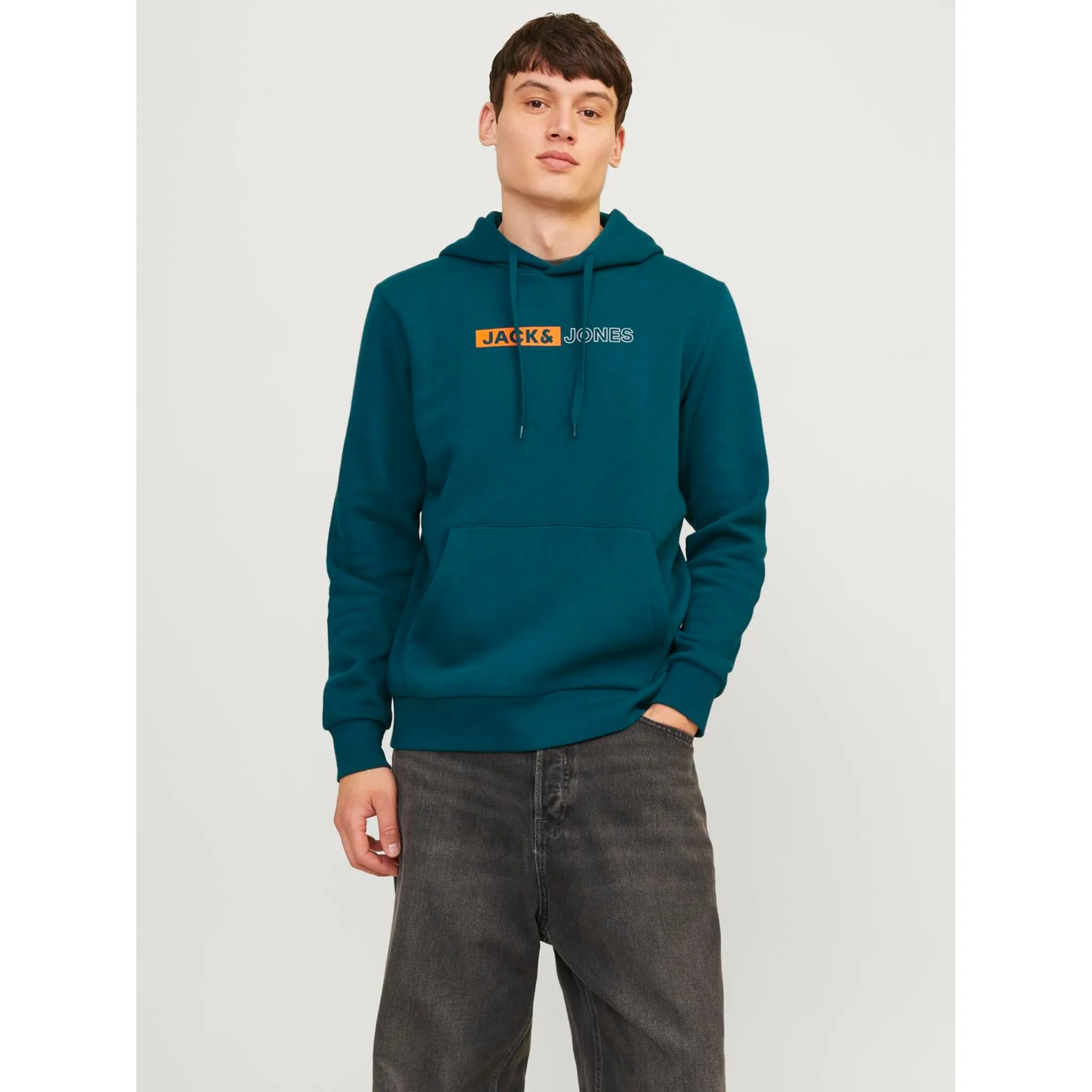 

Толстовка Jack & Jones с капюшоном "JJECORP LOGO SWEAT HOOD PLAY NOOS", цвет Deep Teal Print:Play 5
