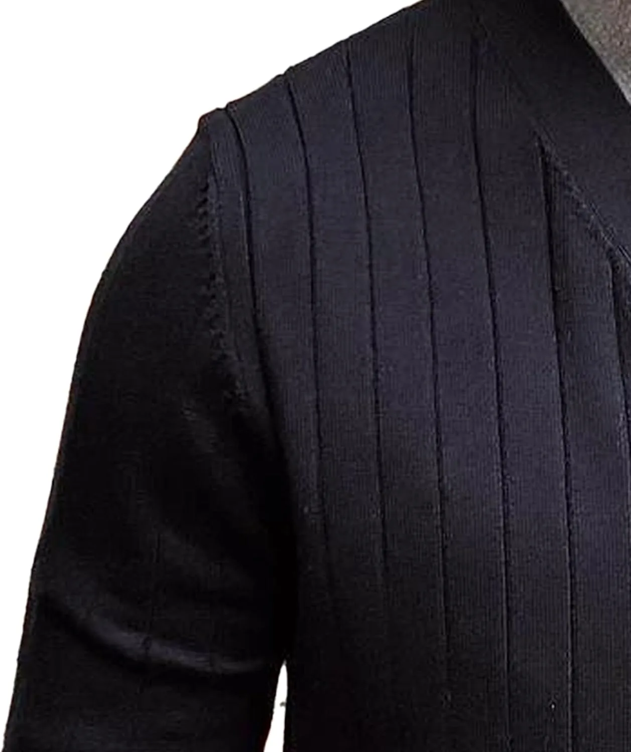 Мужской кардиган Slim Fit с длинными рукавами и V-образным вырезом, вязаный кабельным узором, из смесовой шерсти — фото 4