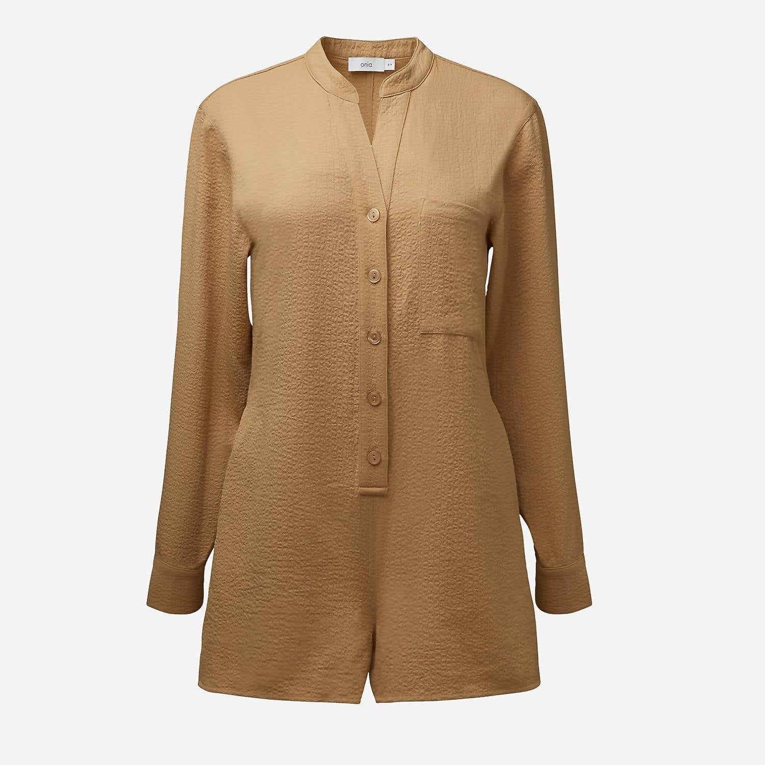 

J.Crew Женский комбинезон Onia из мягкой марли с пуговицами, бежевого цвета