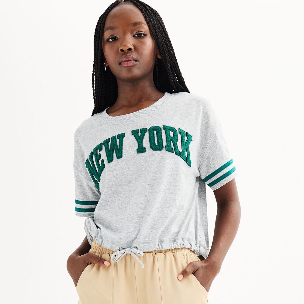 

Футболка Limited Too с завязкой спереди для девочек 7–16 лет, цвет New York Gray