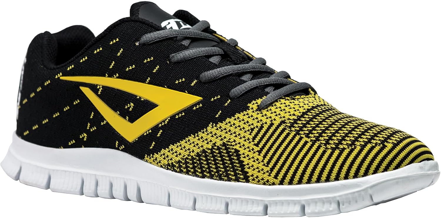 

3N2 K-NIT Trainer Легкие кроссовки - Дышащие и удобные кроссовки для повседневной ходьбы и бега - Нескользящие, черный/желтый