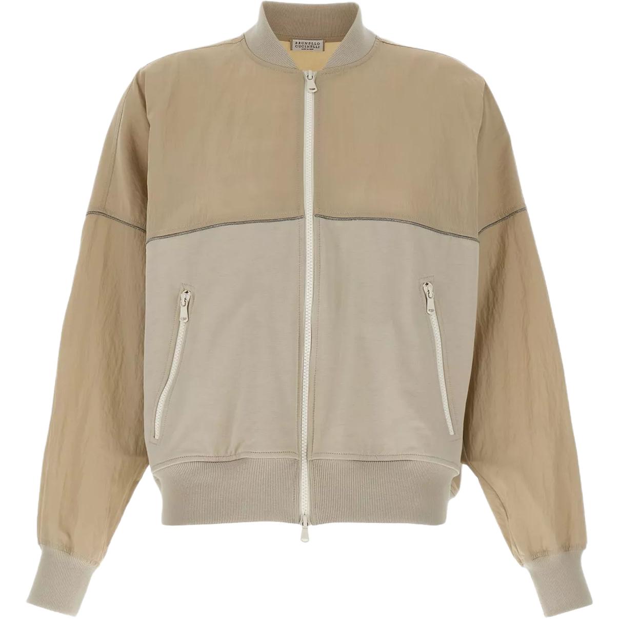 

Brunello Cucinelli Двухцветный худи на молнии, Beige