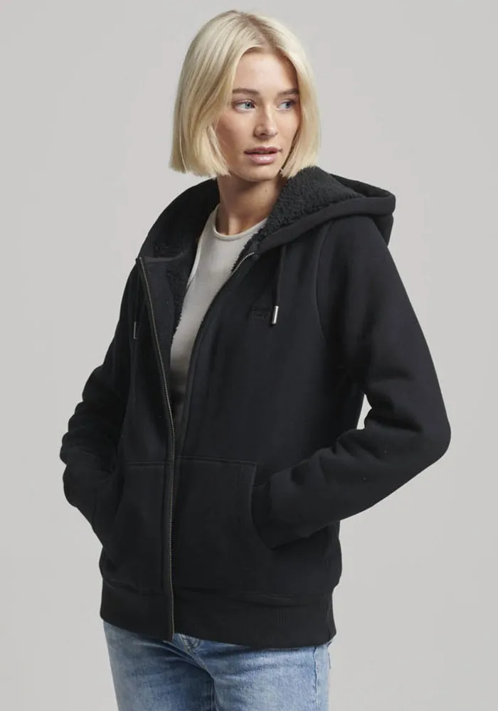 

Толстовка с капюшоном Superdry "ESSENTIAL BORG LINED ZIPHOOD", черный