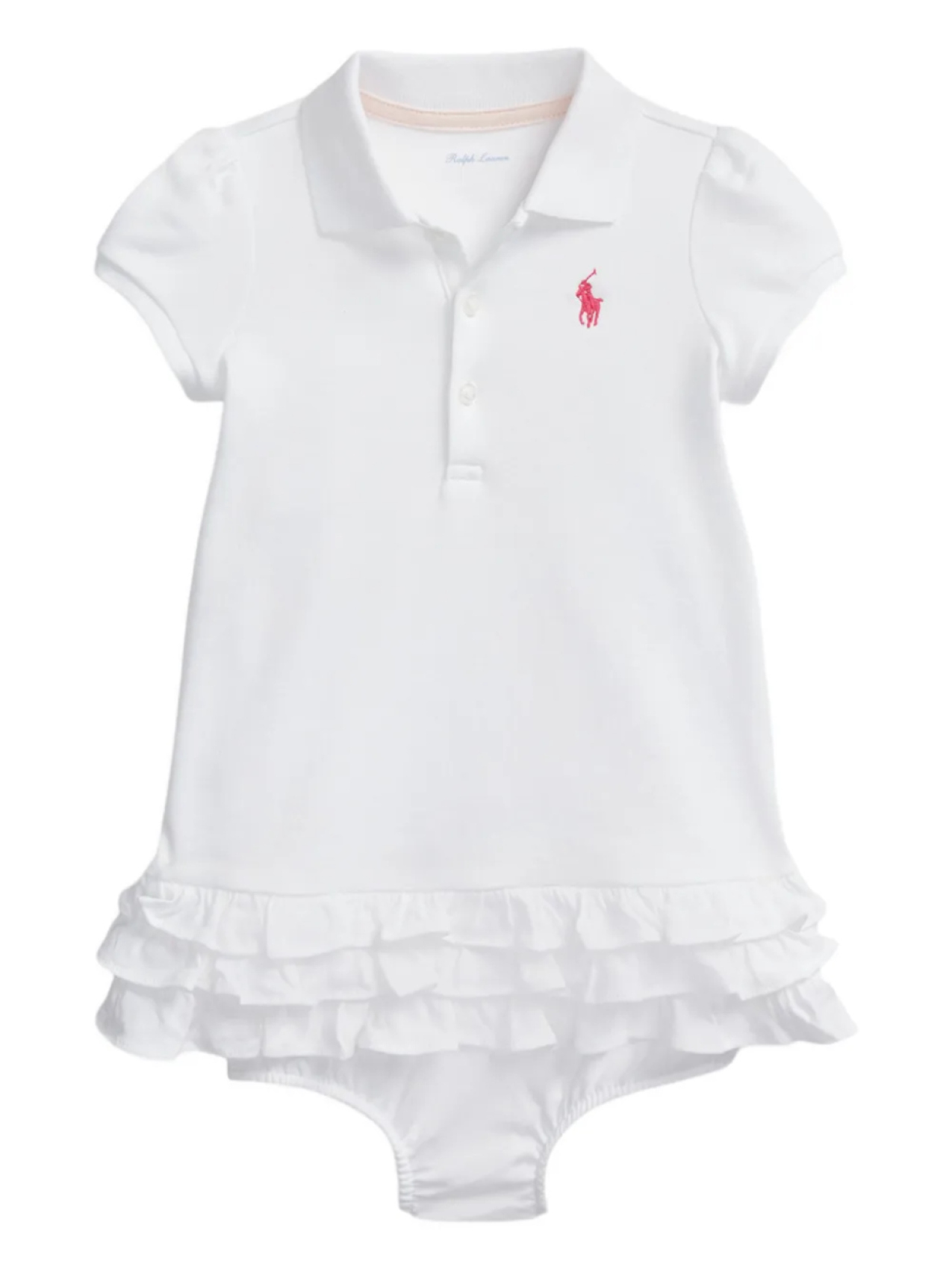 

POLO RALPH LAUREN KIDS комплект из платья-поло с оборками, белый