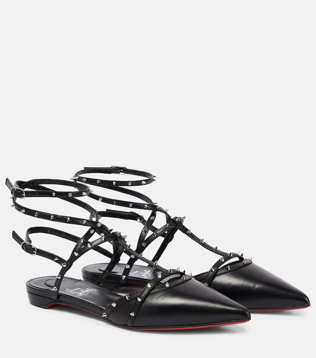 Балетки Bombina Spikes с ремешком на пятке Christian Louboutin, черный