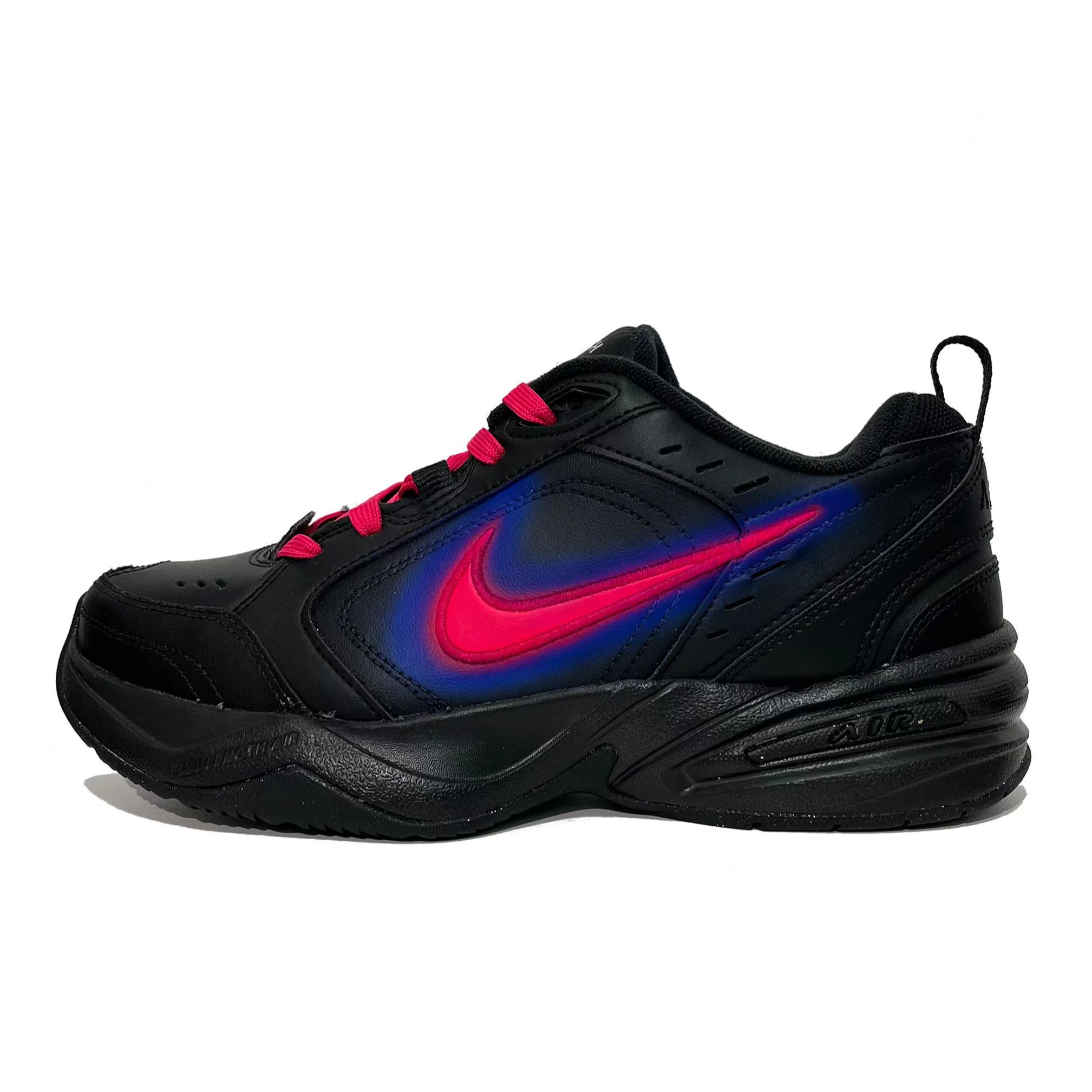 

Nike Air Monarch 4 Neon Phantom, устойчивые к истиранию и скольжению, низкие массивные кроссовки для мужчин, черные с розовым