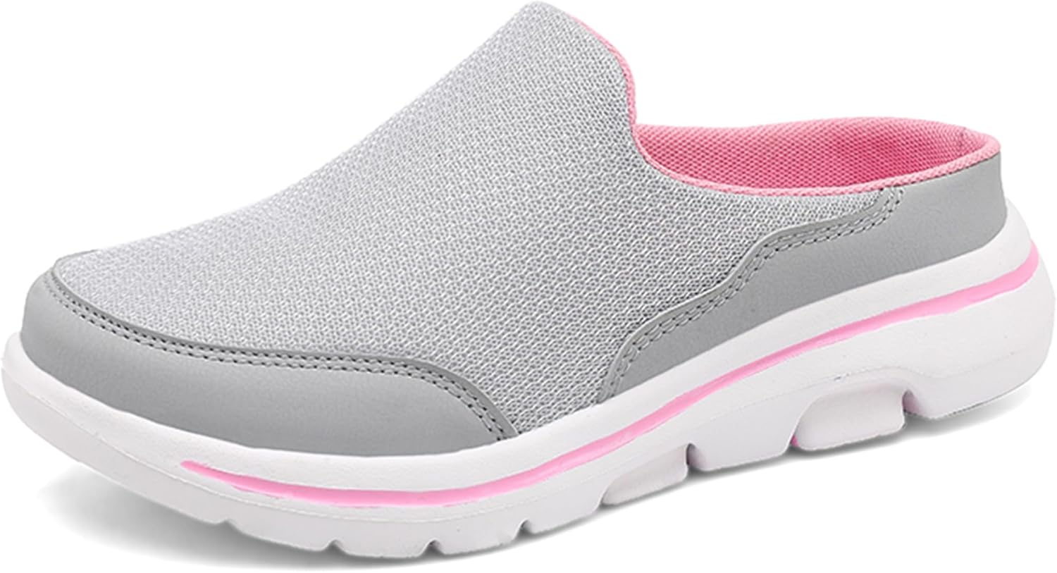 

Женские и мужские сабо и мюли с легкой открытой задней частью, удобная обувь для ходьбы, дышащие тапочки с закрытым носком, шлепанцы C Celanda, светло-серый