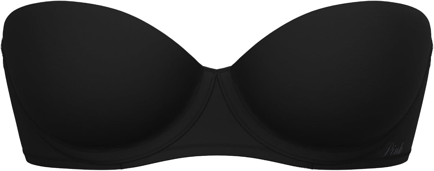 Victoria's Secret Женский бюстгальтер Pink Wear Everywhere Push Up Strapless, Бюстгальтеры для женщин (32A-38DD), Pure Black — фото 3