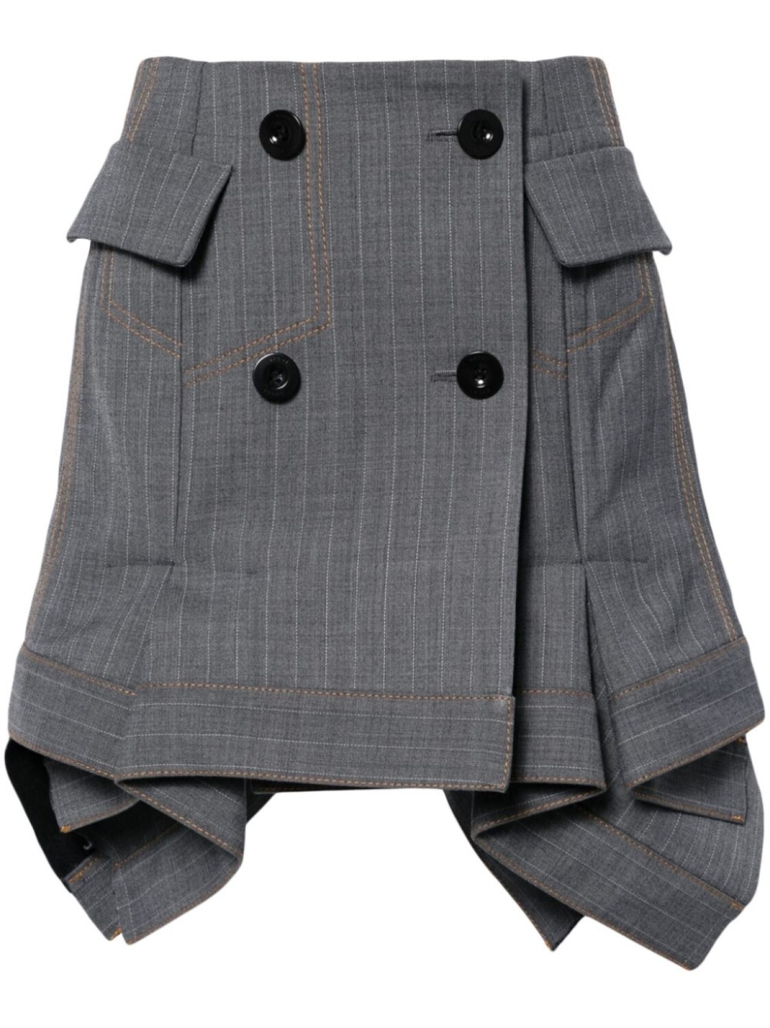 

Sacai полосатая мини-юбка асимметричного кроя, серый