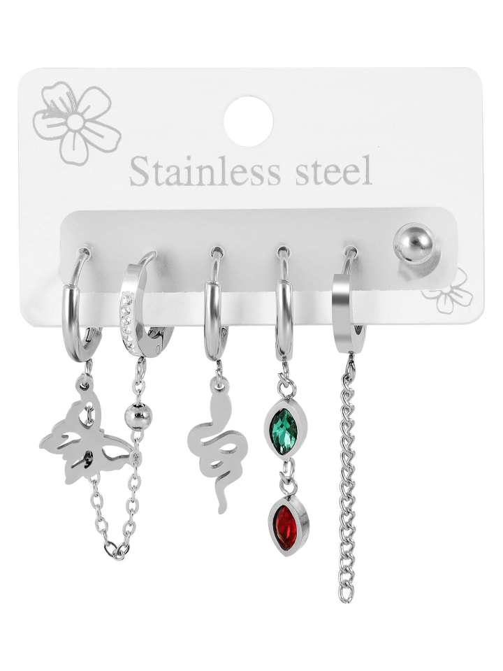 

Adeliás Женские серьги - Серьги-гвоздики из нержавеющей стали серебристого цвета