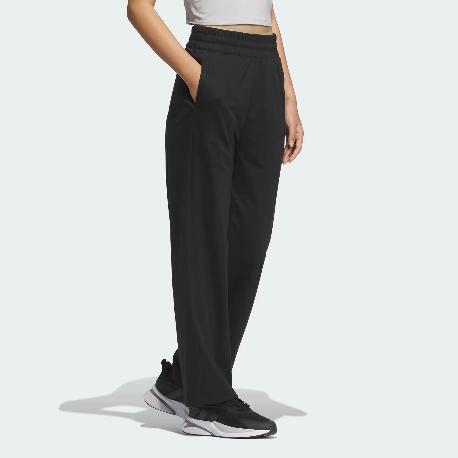 Adidas Графические джоггеры из трикотажа Вязаные спортивные штаны Women's Black — фото 4