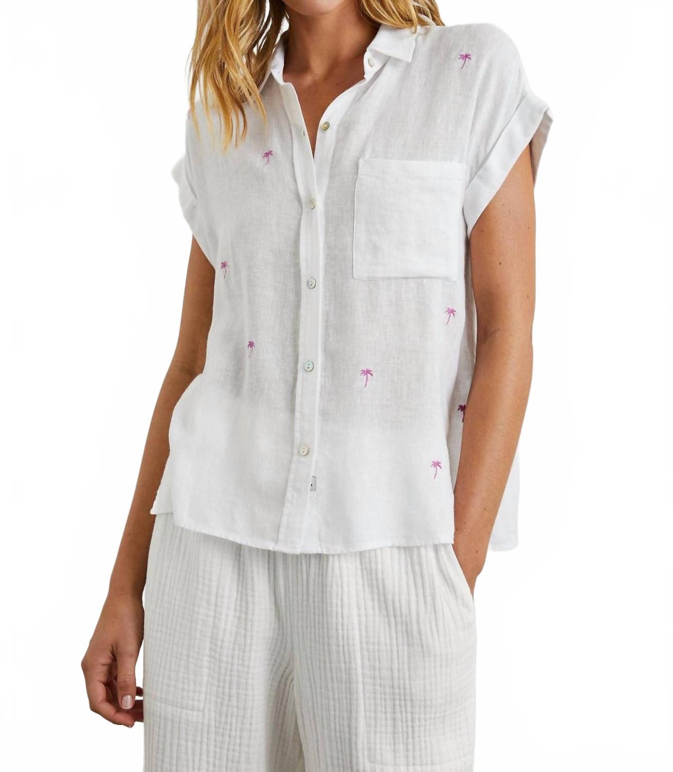 

Рубашка Whitney цвета фуксии с вышитыми пальмами Rails, Fuchsia Embroidered Palms