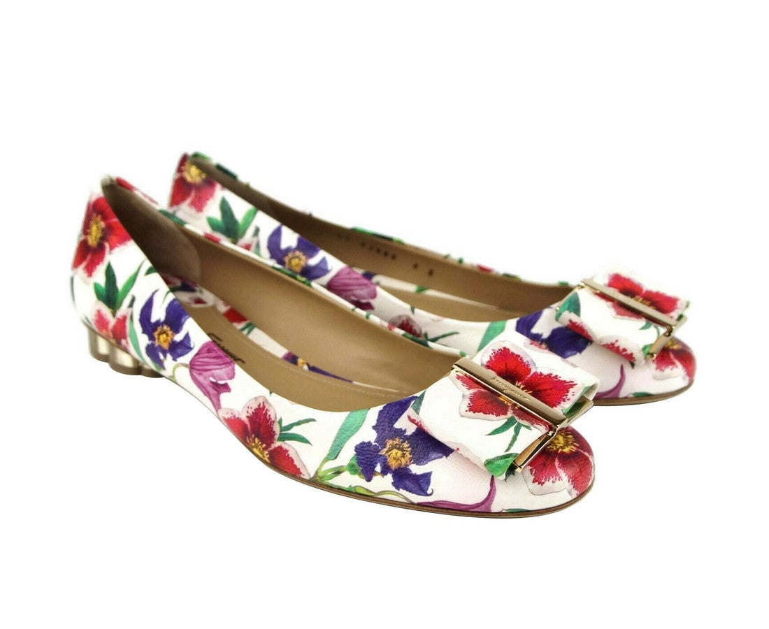 Женские кожаные балетки Salvatore Ferragamo, мультиколор — фото 4