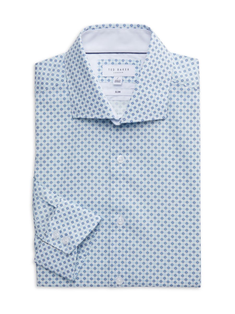 

Рубашка облегающего кроя с микропринтом Ted Baker, цвет Blue White