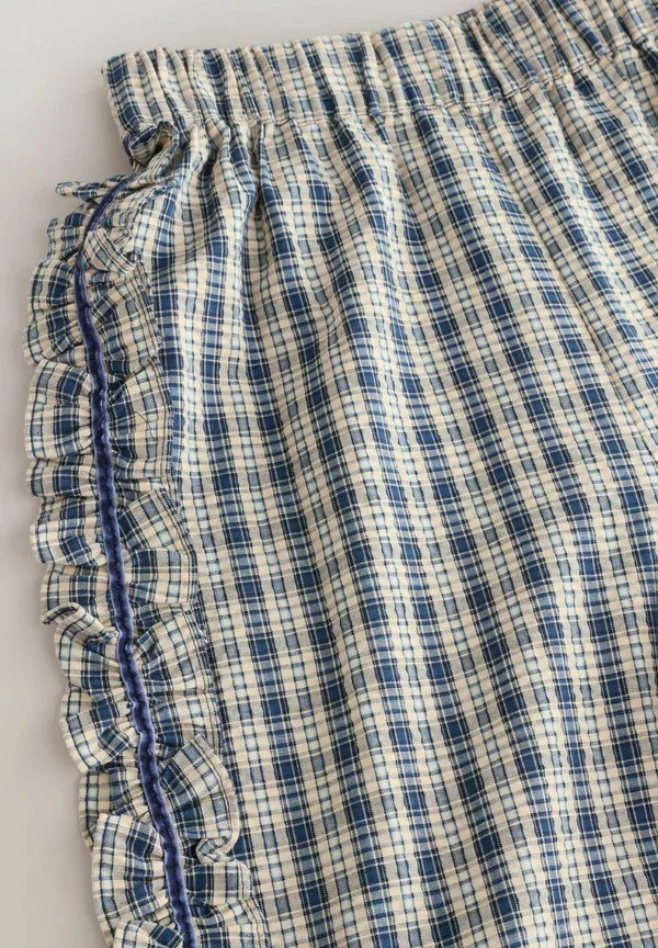 Брюки Regular fit pullon wide leg Next, цвет темно-синий в белую клетку — фото 2