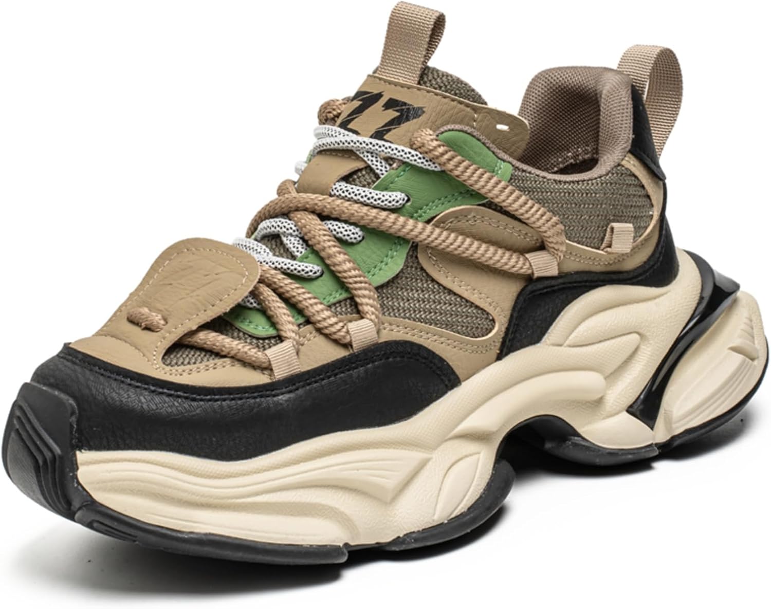 

Мужские массивные кроссовки из кожи и сетки на платформе Yrzhgdl, зеленый