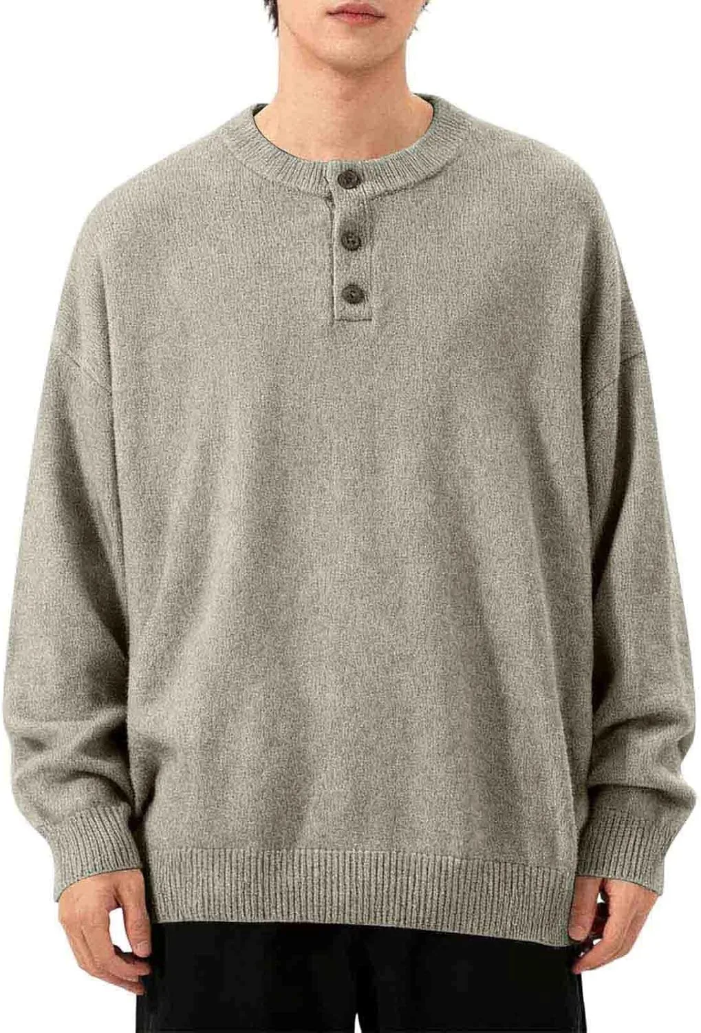 

Мужской свитер хенли плюс сайз с пуговицами