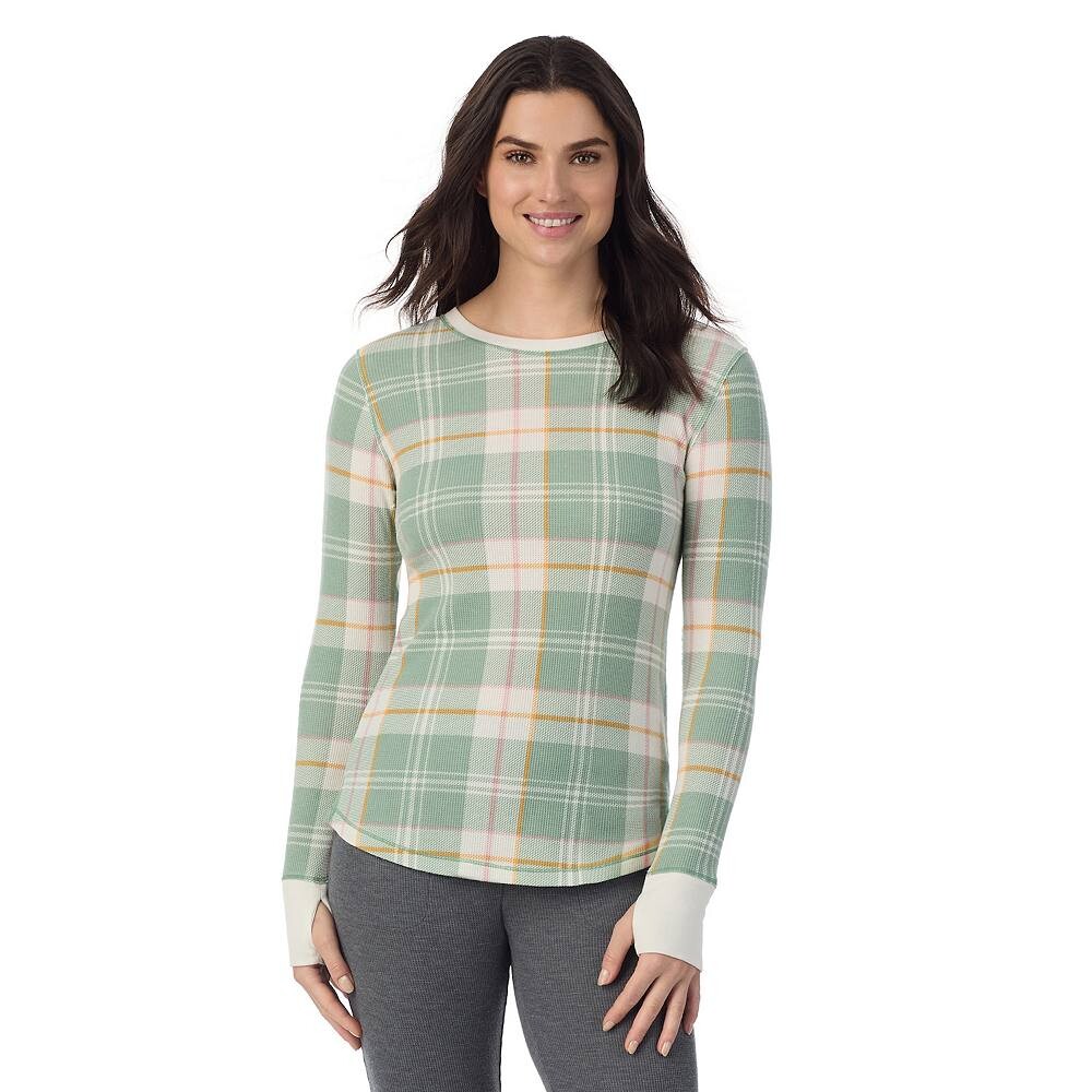 

Женская утепленная футболка с круглым вырезом и длинными рукавами Cuddl Duds Cozy Stretch, цвет Green Plaid