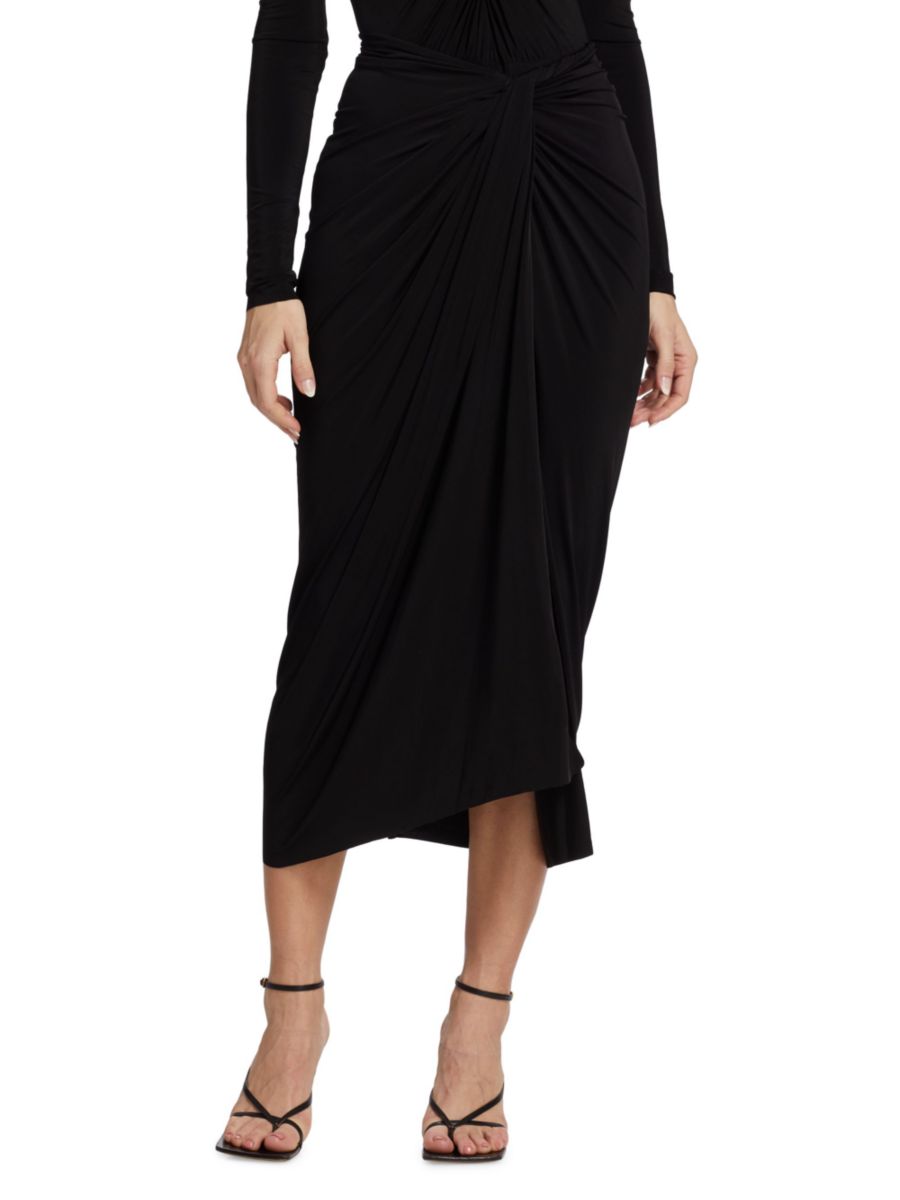 

Юбка миди с драпировкой и узлом Jason Wu Collection, черный