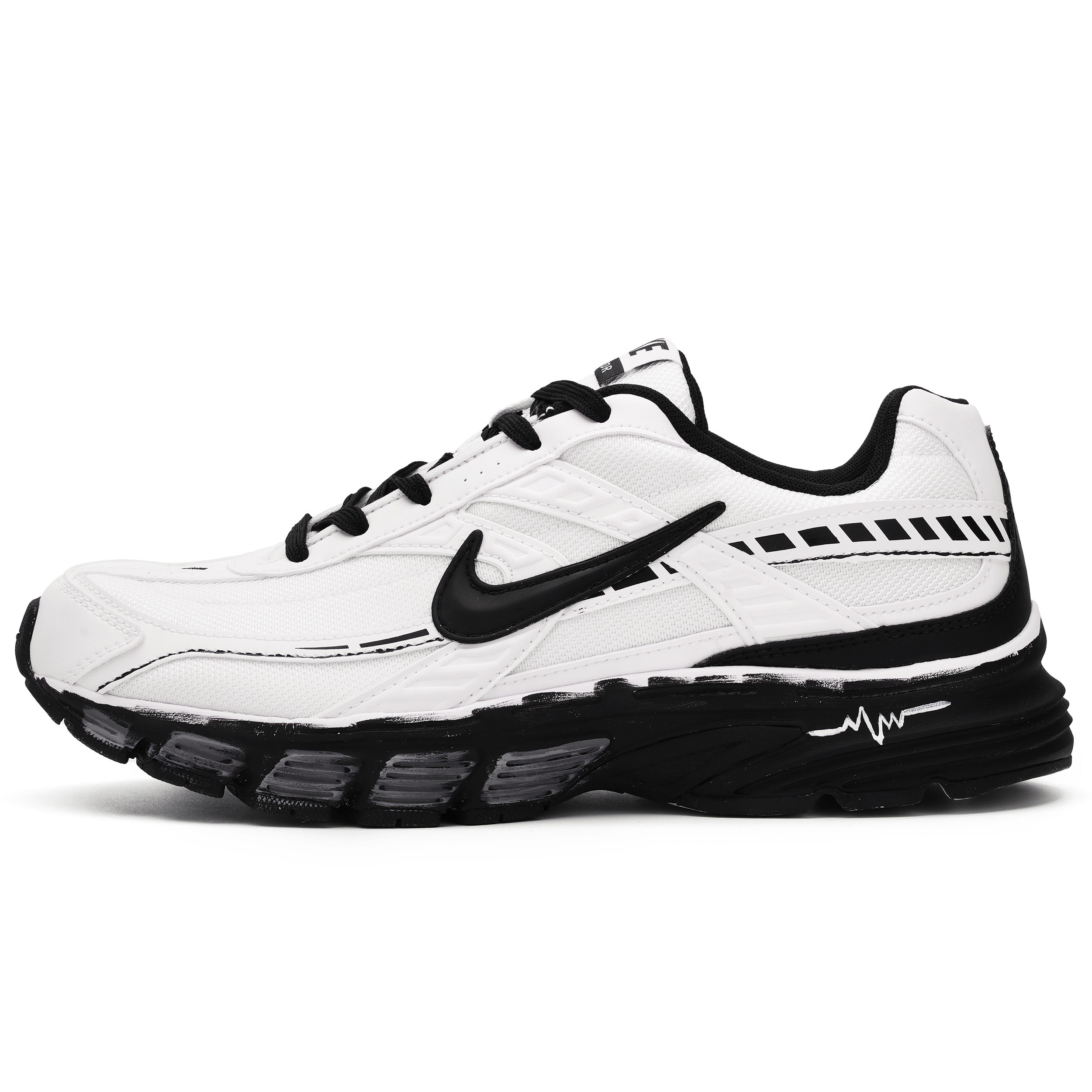 

Nike Кроссовки Initiator Shock Absorbers с низким верхом для повседневного бега на короткие дистанции, мужские, белые, черные