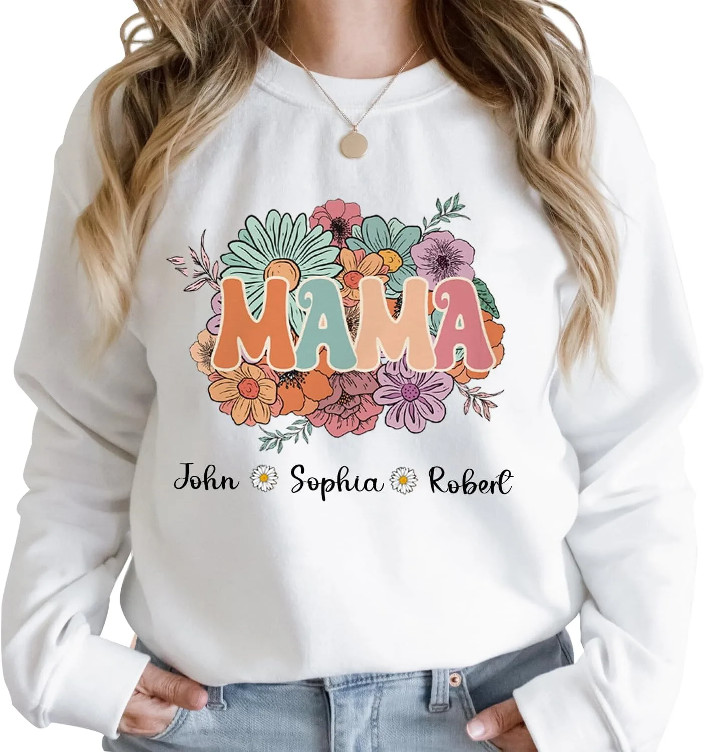 

Персонализированный свитшот для мамы с цветочным принтом Personalized Grandma