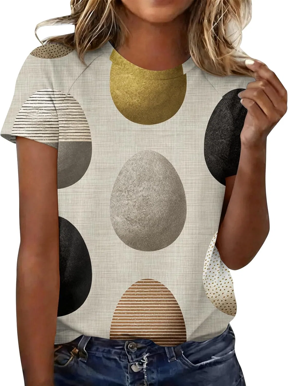Футболка с круглым вырезом, женская, с принтом, 92% полиэстер 8% спандекс, серый