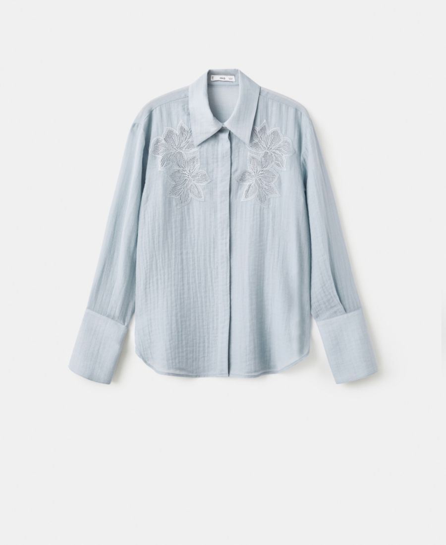 

Женская вышитая блузка из лиоцелла MANGO, Blue