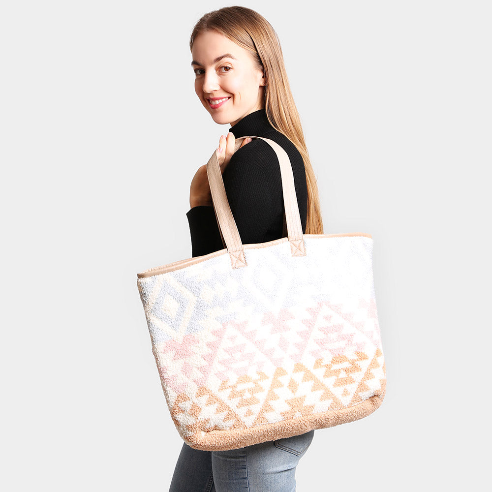 

Бохо этническая сумка-тоут FASHNZFAB, синий/розовый