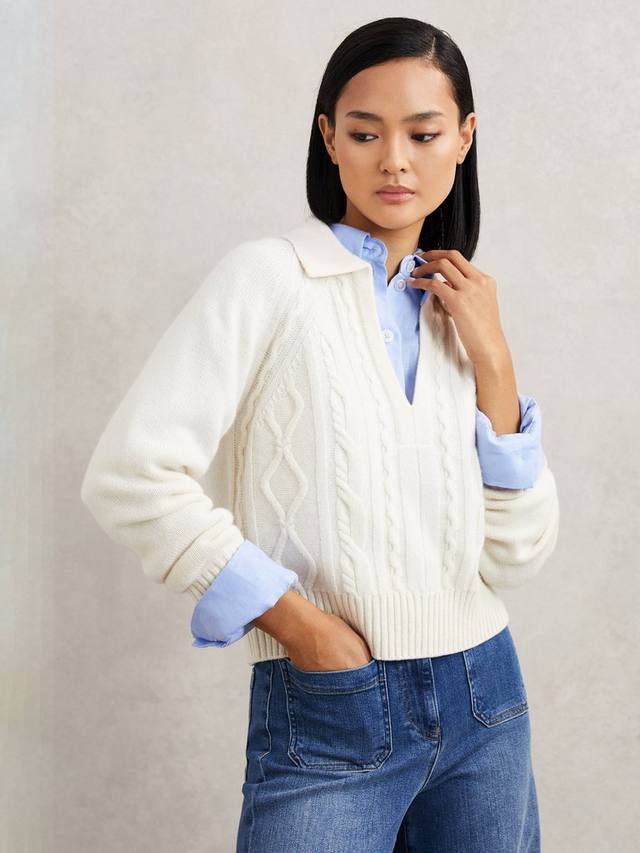 

Lissy джемпер из шерсти кабельной вязки Reiss, Ivory