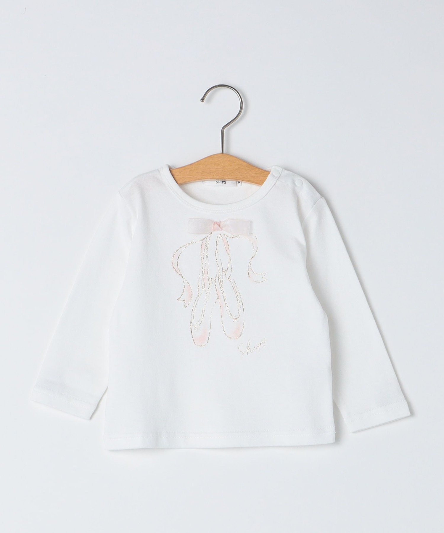 Детская балетная футболка с длинным рукавом, размер 80-90 см SHIPS KIDS, Off white