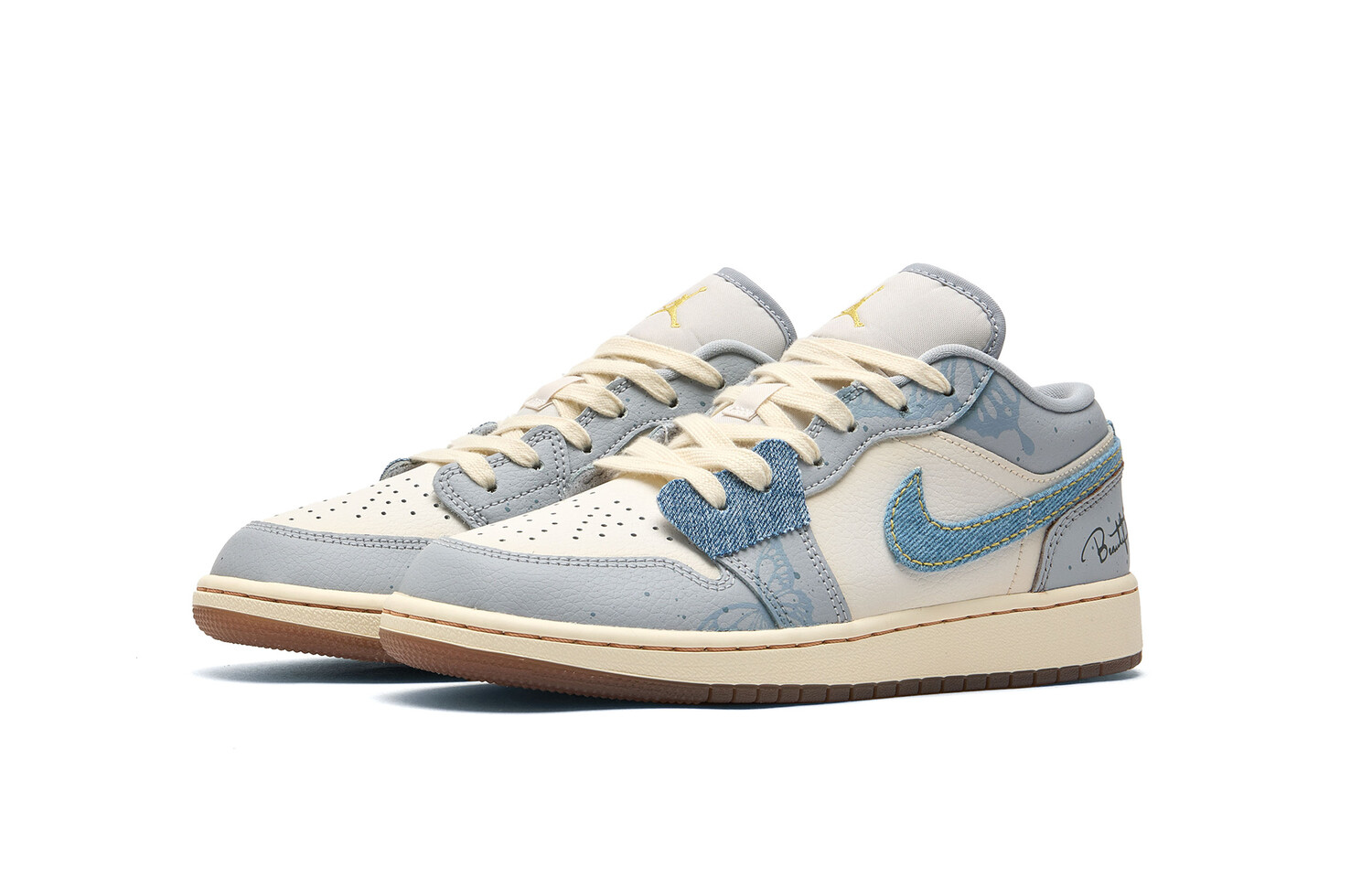 Кроссовки Air Jordan 1 Vintage Basketball Shoes Women's Low-top Blue, белый — фото 3