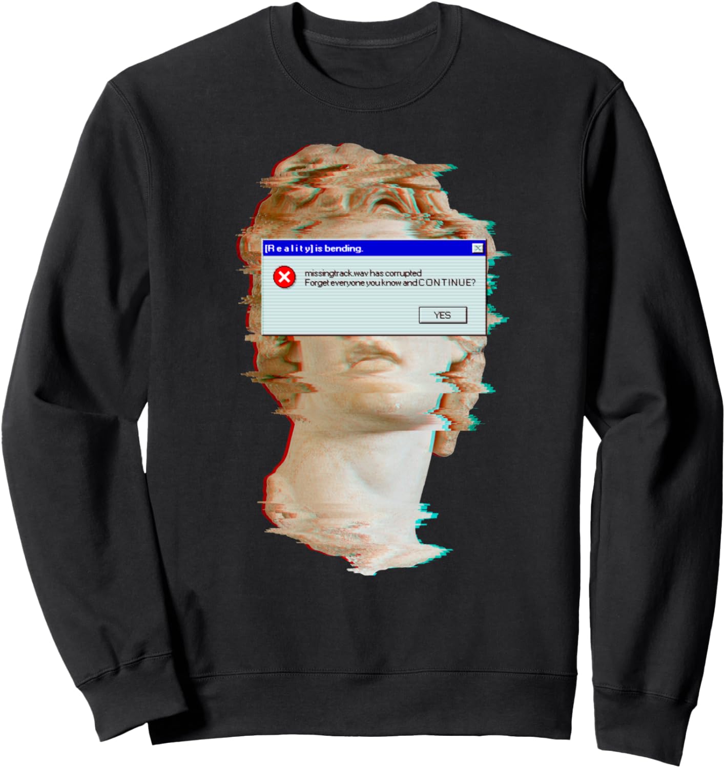 

«Реальность искажена», эстетичная греческая статуя с эффектом «поп-ап», толстовка 80S & 90S Aesthetic Vaporwave Designs, черный