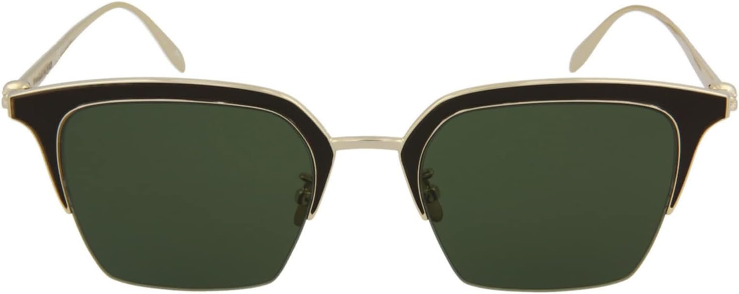 

Солнцезащитные очки Alexander McQueen квадратной/прямоугольной формы, золотисто-зеленые, класса люкс, изготовлены в Италии, металлическая оправа, дизайнерская мода для повседневной роскоши