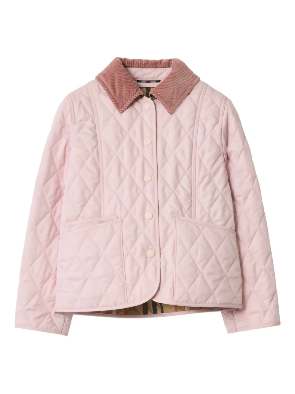 

Стеганая куртка с вельветовым воротником Burberry Kids, розовый