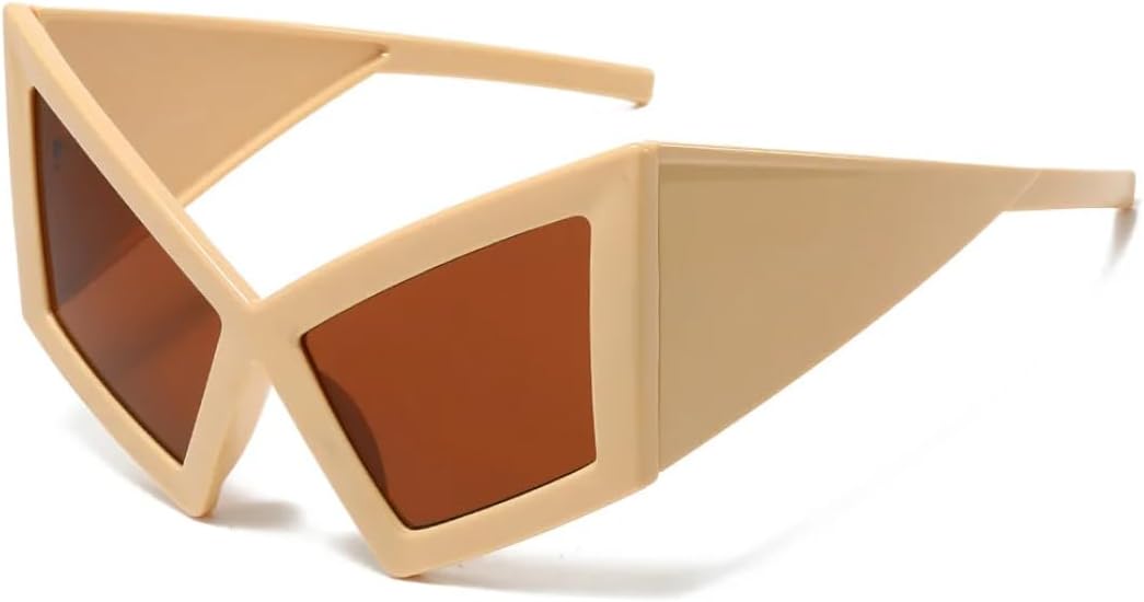 

Ретро большие солнцезащитные очки «кошачий глаз» для женщин, модные, для отдыха на природе, пляжа, вечеринок, с защитой от УФ-излучения UV400, для мужчин, в стиле панк, с крупной оправой, роскошные TVTBBVV, Beige-brown