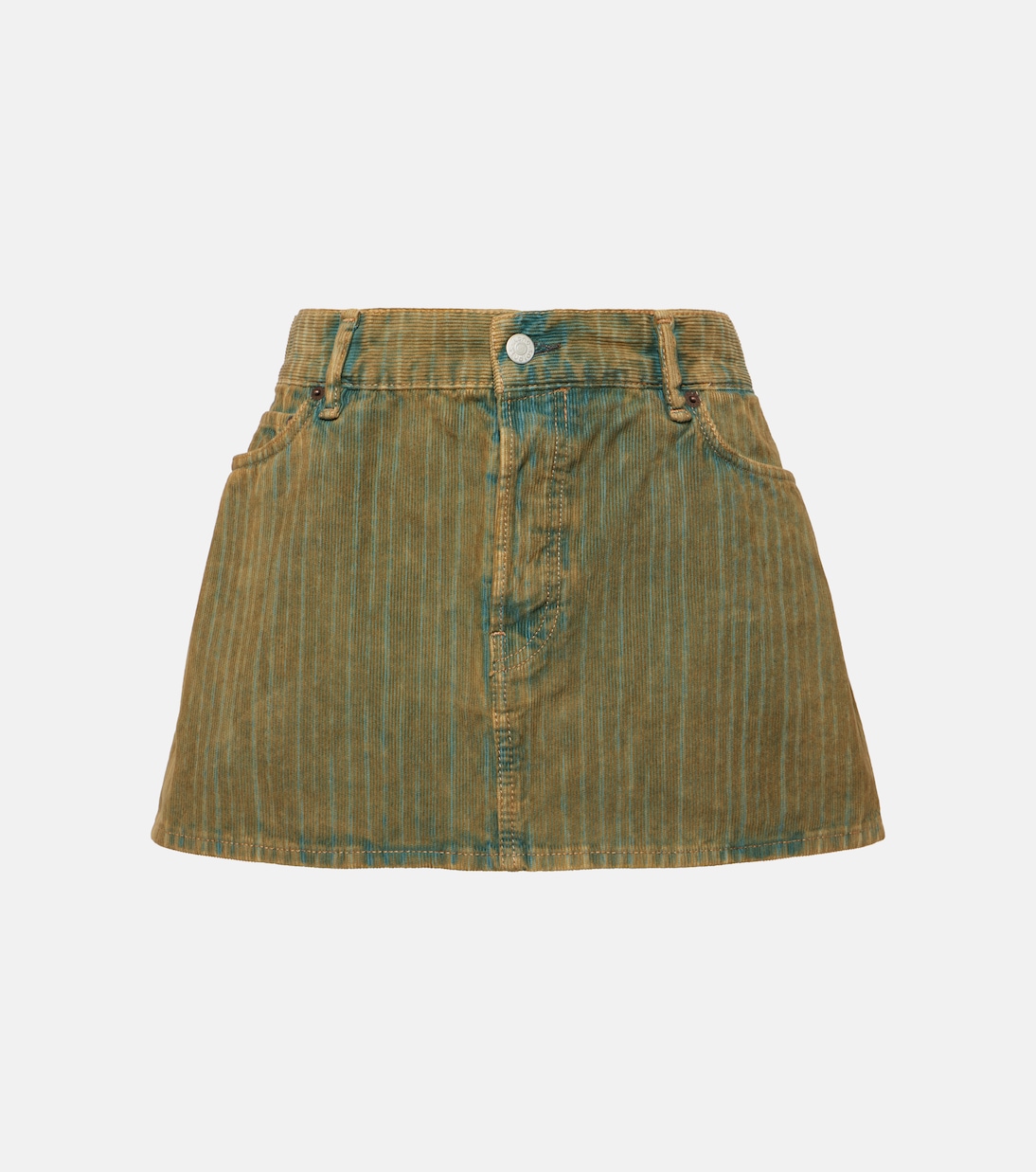 Мини-юбка из выцветшего денима и вельвета Acne Studios, Brown/Blue