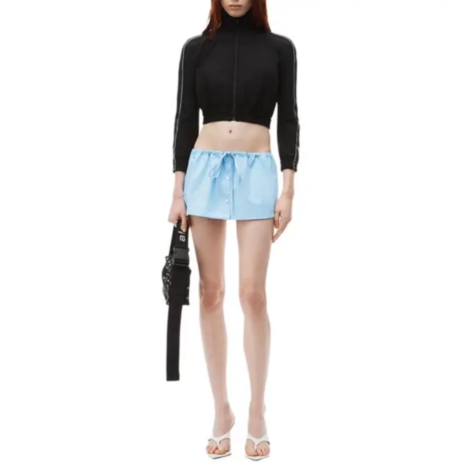 Alexander Wang Мини-юбка-шорты Hotfix с кулиской, цвет Chambray Blue — фото 3