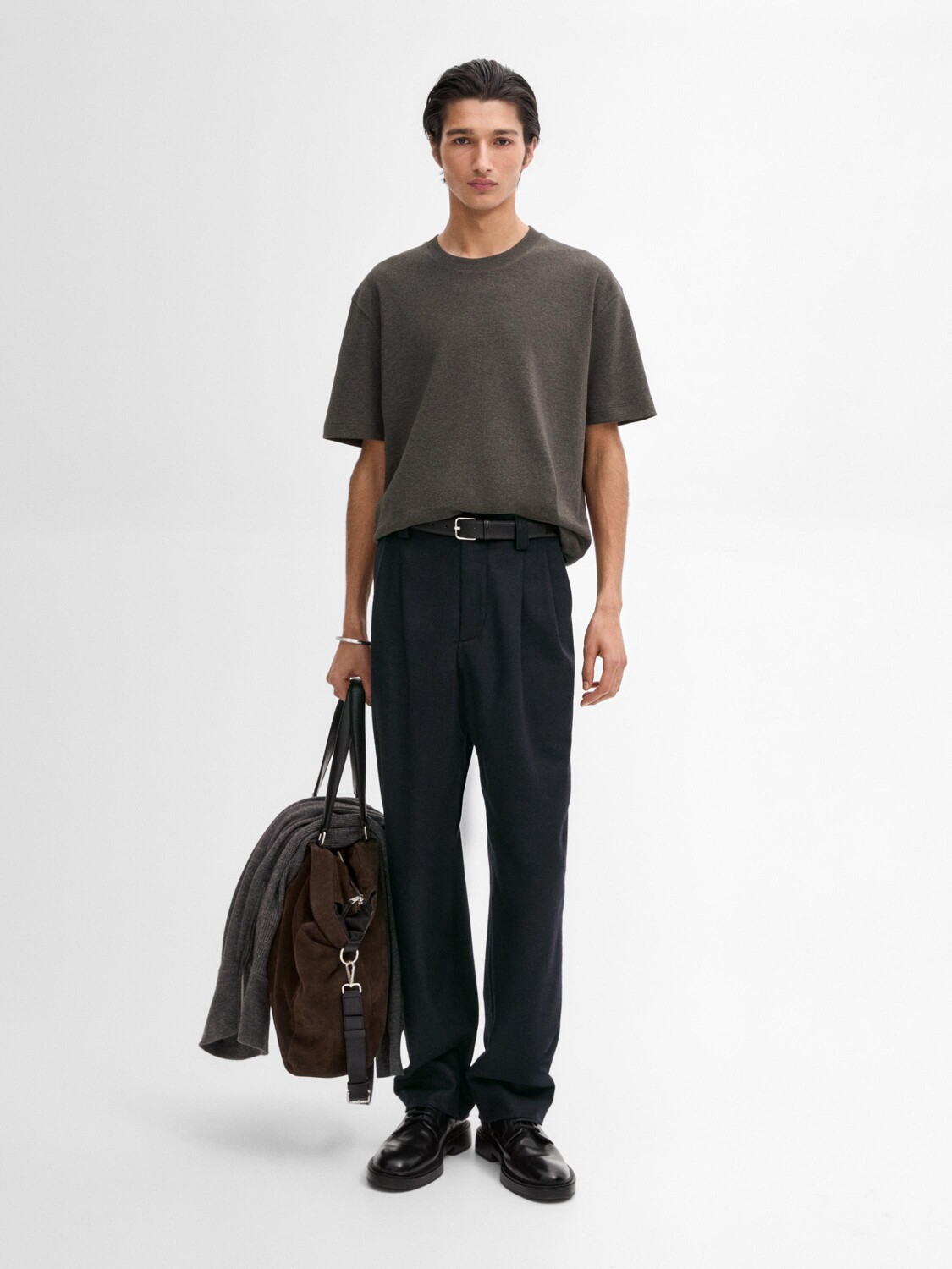 

Футболка средней плотности из 100% хлопка Massimo Dutti, серый