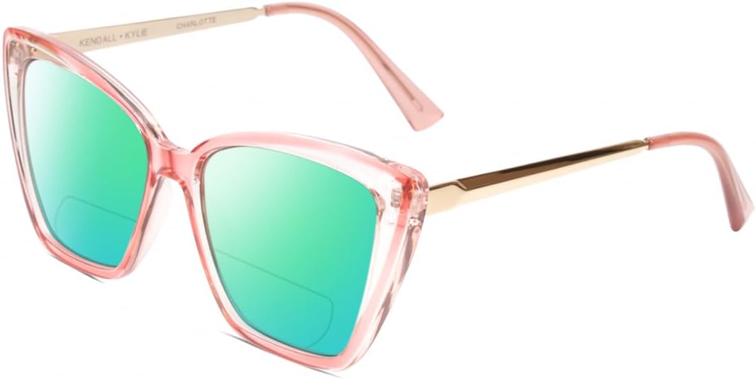 

Солнцезащитные очки Calabria K+K CHARLOTTE «Кошачий глаз», поляризованные, бифокальные, для чтения, модные, женские, солнцезащитные очки с защитой от УФ-излучения, Blush Pink Crystal Gold/Green Mirror Lens